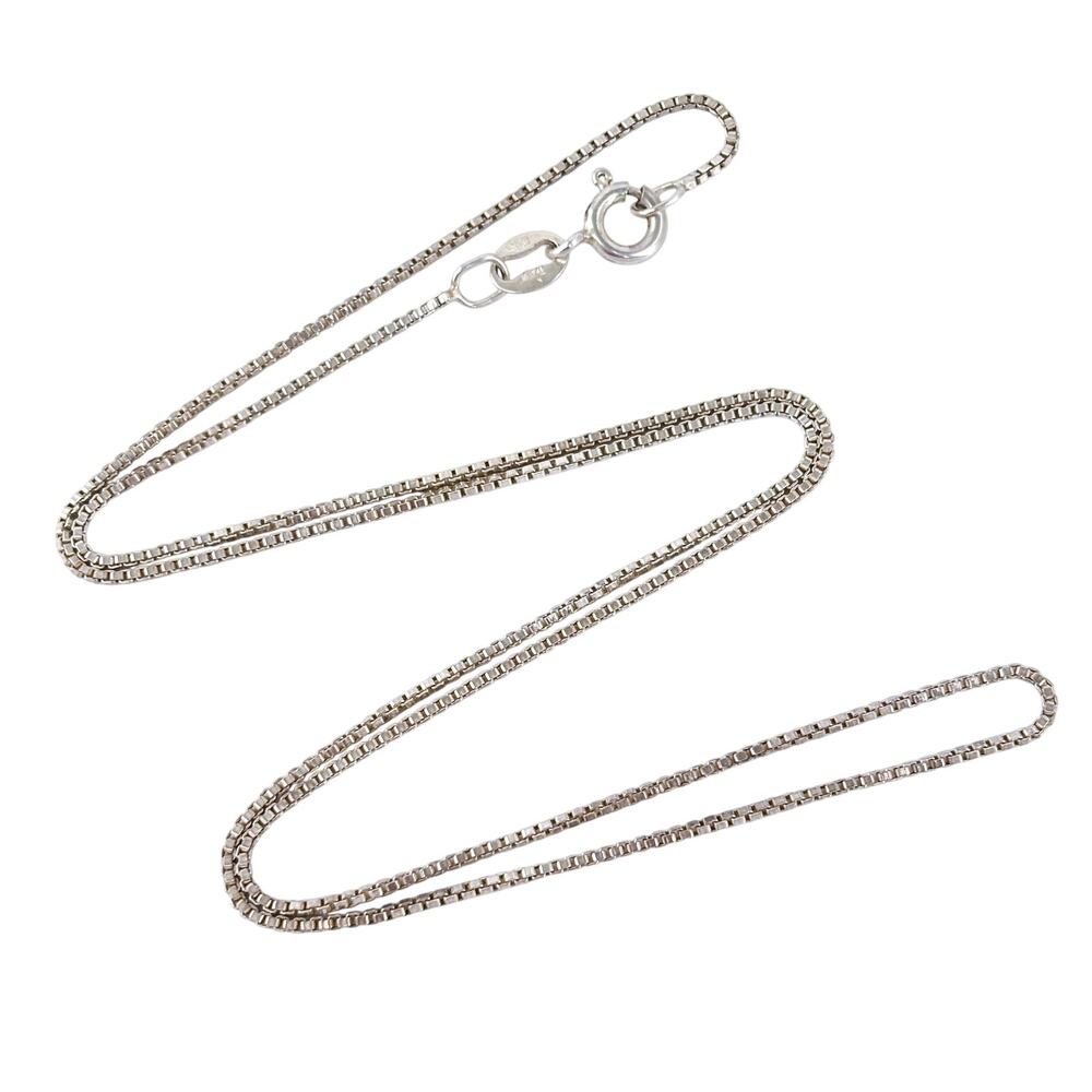 Vintage Italian Sterling Silver 925 Box Chain Necklace 18"